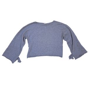 O&O Rib Knit Bell Sleeve Cropped Sweater Size S